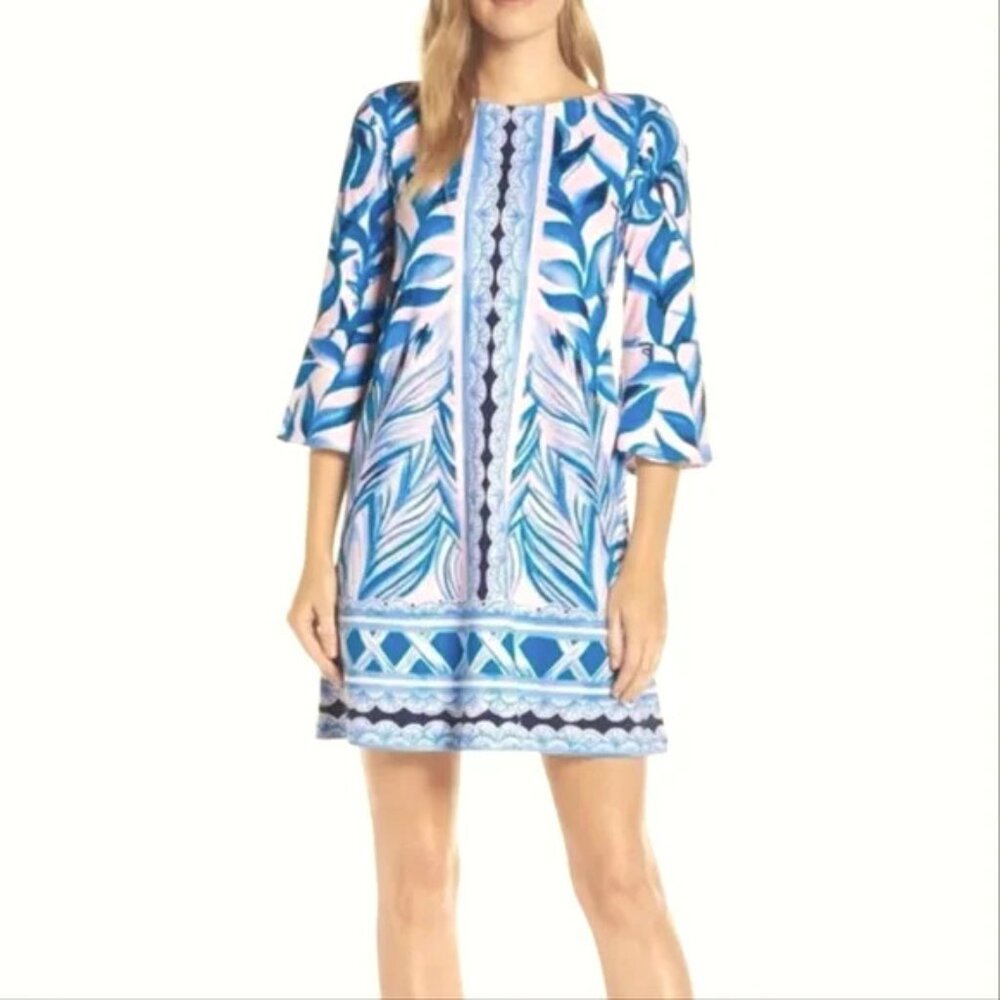 Lilly Pulitzer Ophelia Dress Women Medium Blue Tropical Resortcore
